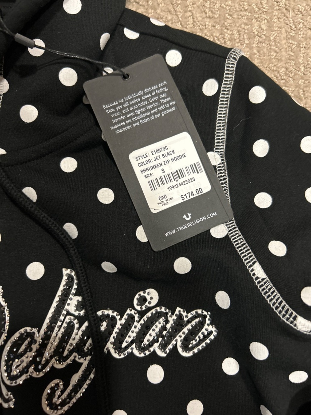 True Religion polka dot fitted zip hoodie set - Picture 5 of 10